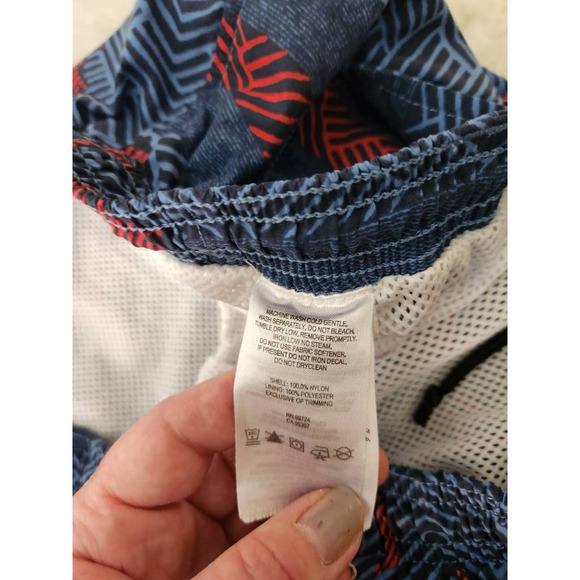 Columbia Men Trunks Swim Shorts Blue Stripe Fish Print Drawstring Mesh Lined XXL - Picture 7 of 7